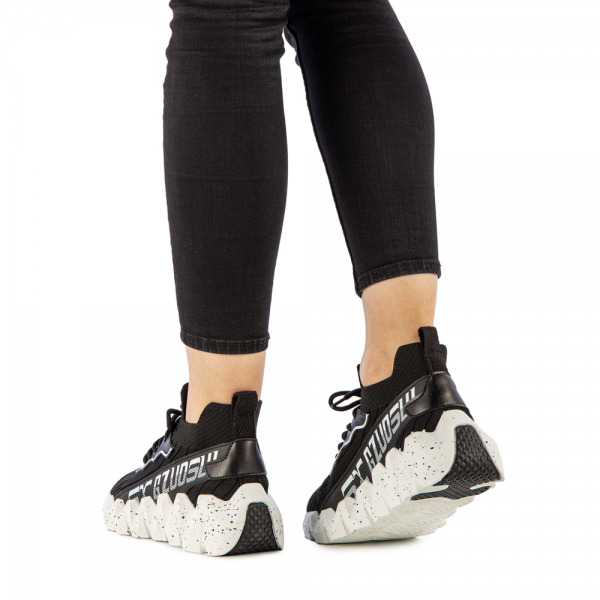 Γυναικεία αθλητικά παπούτσια Britany μαύρα με λευκό, 4 - Kalapod.gr